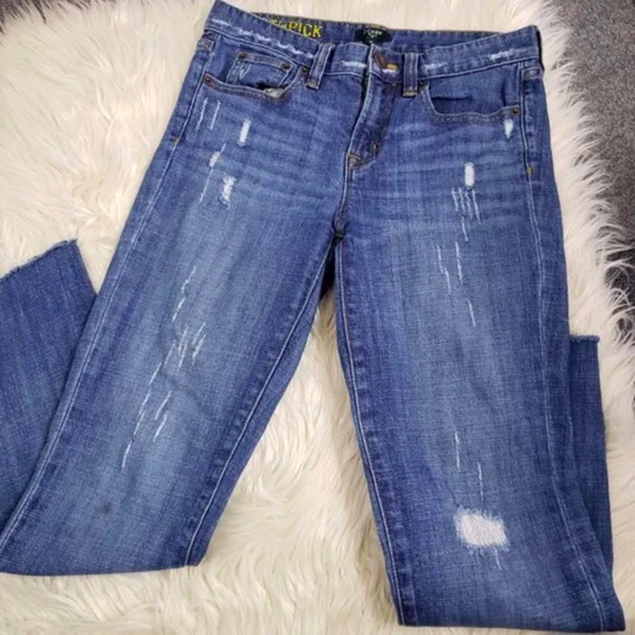 J.CREW stretch toothpick distressed jeans 26 - Picture 4 of 5